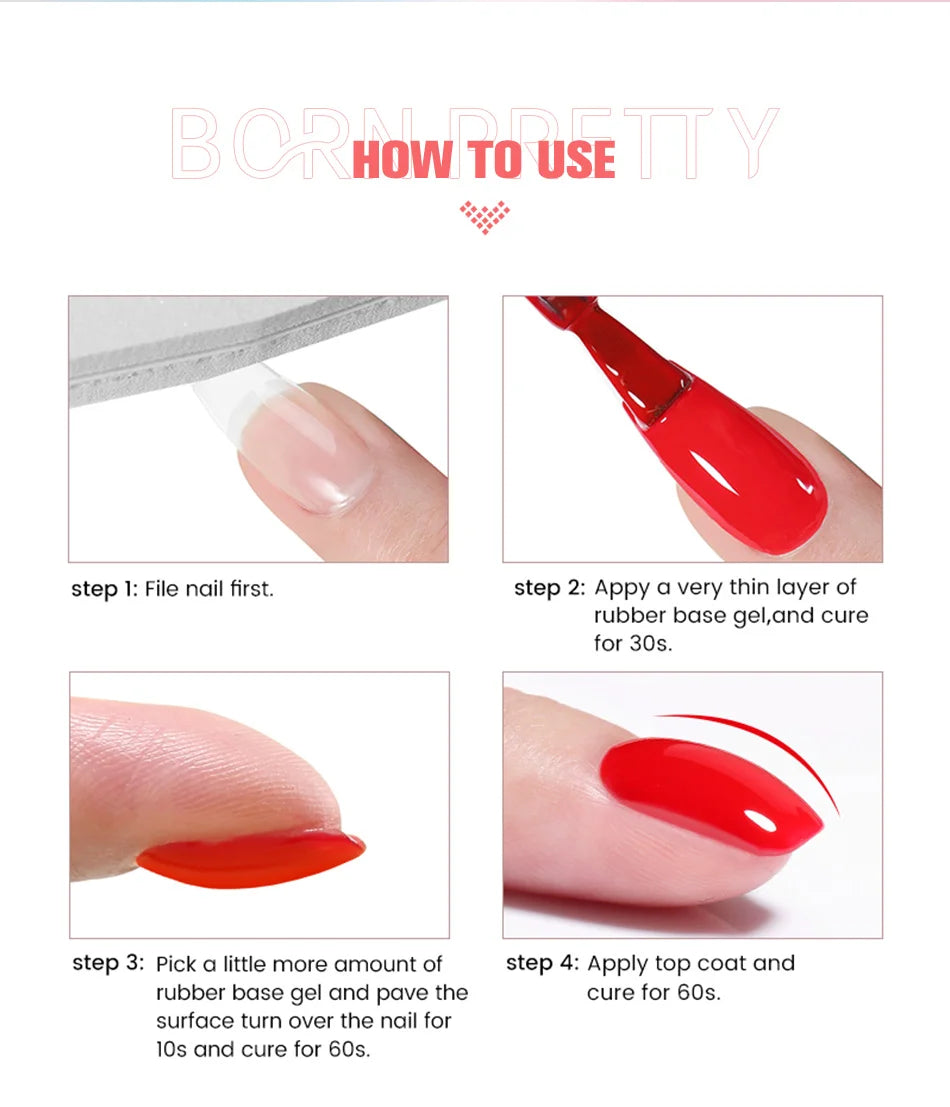 BORN PRETTY Milky Pink Rubber Base Gel Nail Polish Glitter 15ml Semi-Permanent Varnish Soak Off Self Leveling UV LED Gel Good Vibrations