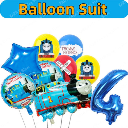 Thomas Birthday Decorations Cartoon Train Balloons Paper Tableware Stickers Backdrop For Kids Boy Girl Party Supplies Toy Gifts Good Vibrations