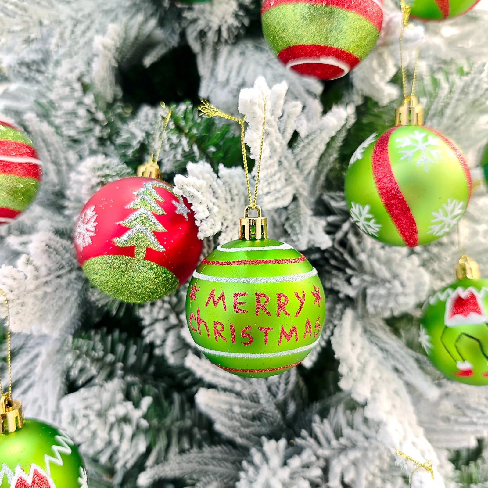 Christmas Ball Decoration Green Monster Xmas Tree Ornament Green Painted Xmas Hanging Tree Pendant New Year Christmas Home Decor Good Vibrations