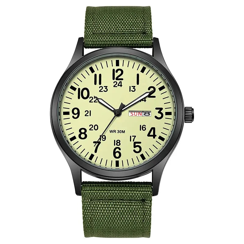 2024 TPW Field Watch Easy Reading Fabric Strap 24 Hours Display Quartz Movement Good Vibrations