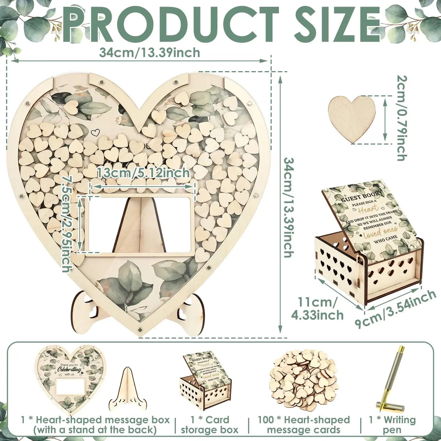 Wooden Wedding Guest Book Heart Shaped Guest Book Wedding Reception Personalized Nuptial Attendee Board Decoration for Reception Good Vibrations