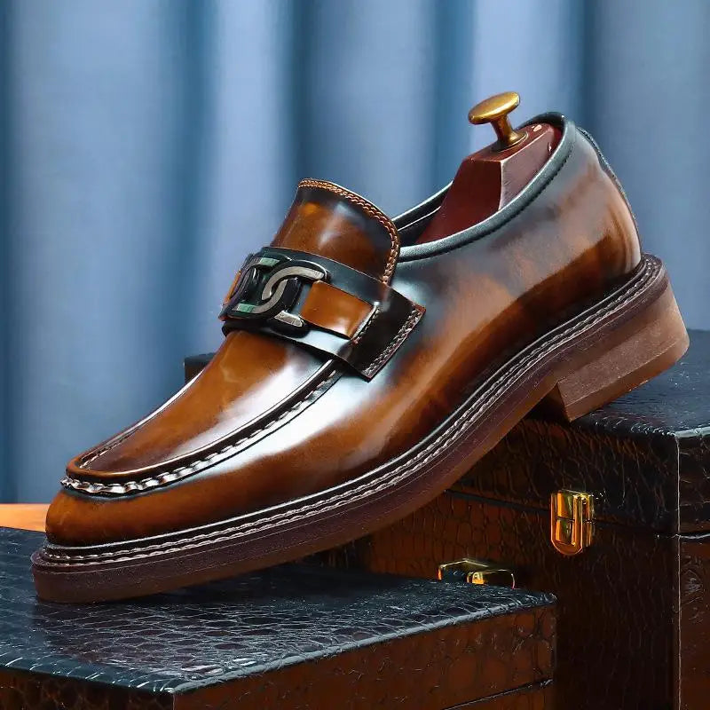 2024 New Shoes For Men Loafers Mens Dress Shoes Leather Shoes Man Male Genuine Leather Social Shoes Good Vibrations