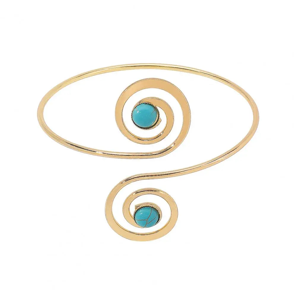 Arm Bracelet Women Arm Accessory Ethnic Style Faux Turquoise Adjustable Shape Armlet Jewelry Jewellery Woman Bracelets Good Vibrations