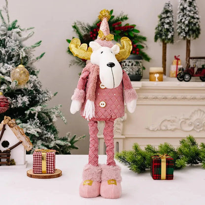 hristmas Decoration Pink Telescopic Doll Santa Claus Snowman Elk Various Standing Positions Holiday Atmosphere Christmas Gift Good Vibrations