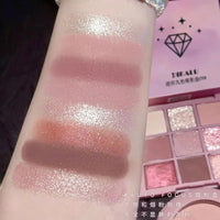 DIKALU Spring And Summer New Eyeshadow Palette Oh Rosy Nine Palace Grid Auto Focus Low Saturation Smoke Powder Rose Plate Good Vibrations