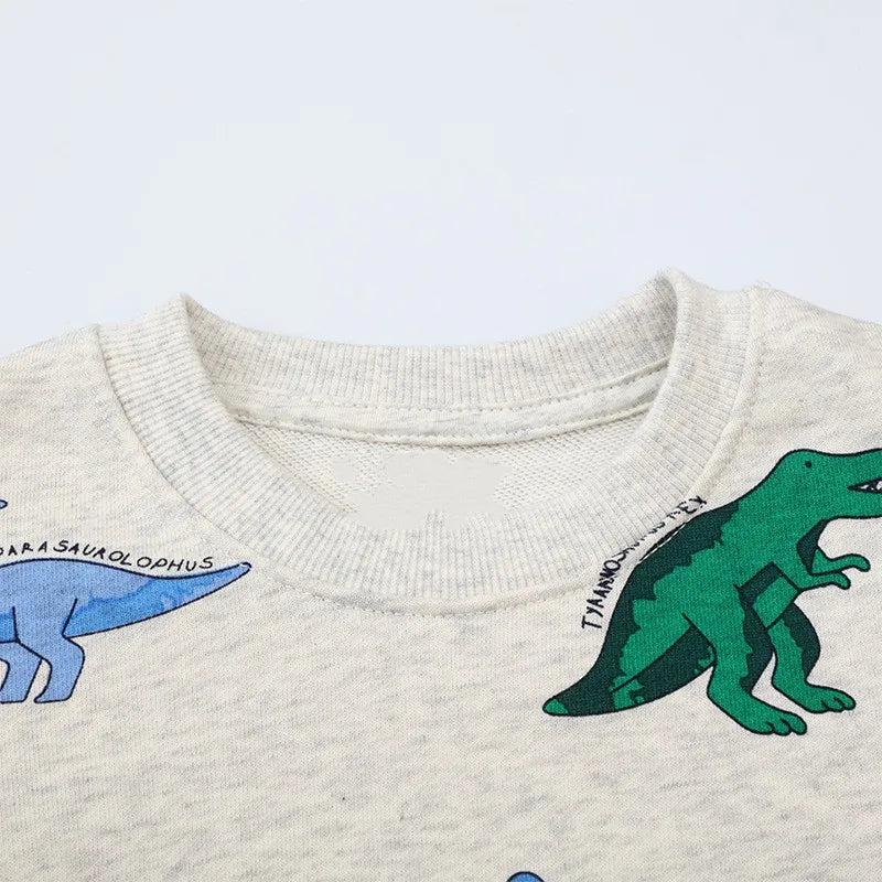 Jumping Meters 5-7T Long Sleeve  Boys Girls Hooded Sweatshirts With Dinosaur Children's Clothing  Hot Selling Baby Shirts Tops Good Vibrations