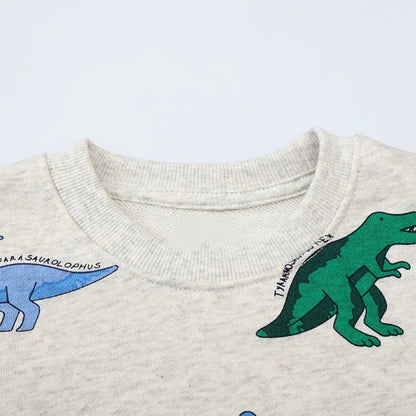Jumping Meters 5-7T Long Sleeve  Boys Girls Hooded Sweatshirts With Dinosaur Children's Clothing  Hot Selling Baby Shirts Tops Good Vibrations