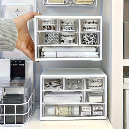 Desktop Organizer with Six Drawers-Spacious and Multifunctional Container,Perfect for Office Supplies,Stationery,Dorm Essentials Good Vibrations