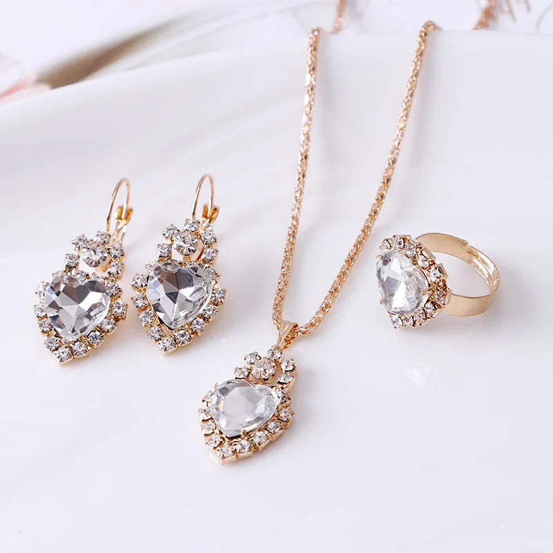 Jewelry Sets Women Wedding Jewelry Set for Brides Gold-Color Zirconia Earring Pendant Necklace Ring Sets Good Vibrations Adult Super Store