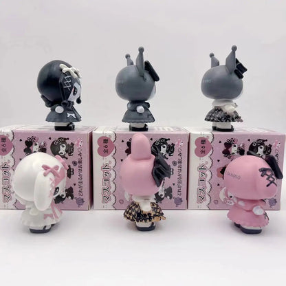 Sanrio Blind Box Black Rice My Melody Cartoon Character Doll Kuromi Pendant Third Generation Doll Blind Box Surprise Pack Cute Good Vibrations