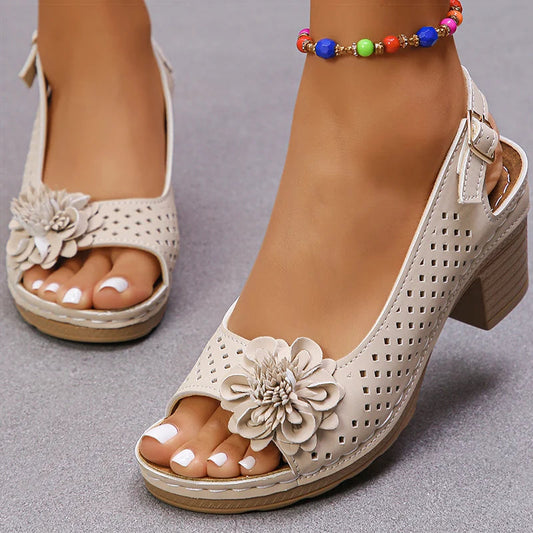 Women's Sandals Sweet Heels Sandals Summer Woman Shoes Fashion Heeled Sandalias Mujer Elegant Shoes Summer Footwear Women 2025 Good Vibrations