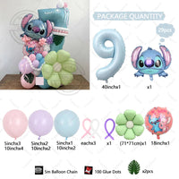 1set Stitch Birthday Party Decorations 40inch Blue Number Foil Balloon Children's Birthday Background Boys Girls Toys Gifts Good Vibrations