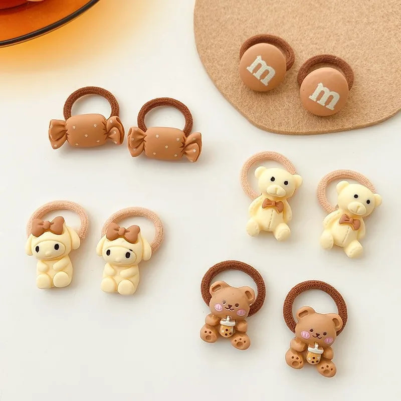 Kawaii Cartoon Baby Small Scrunchies Cute Children Girls Kids Elastic Hair Rubber Bands Accessories Tie Hair Ring Rope Headdress Good Vibrations