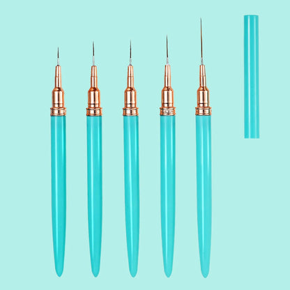 7/10/12/15/20m Pink French Nail Art Liner Painting Brush 5Pcs/set Ultra-thin Elongated Lines Nail Drawing Pen Brush DIY Manicure Good Vibrations