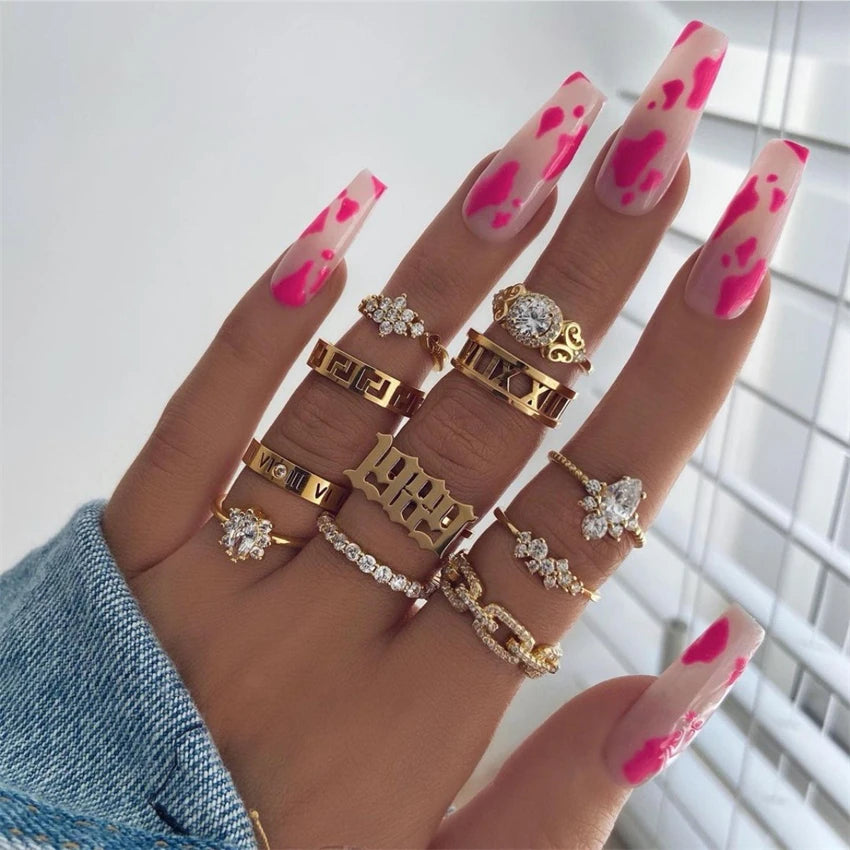 24Pcs/Set Long Ballet Fake Nail Art Halloween Pumpkin Head Artificial Acrylic Wearable Square Head Fake Nails Press on Nail Tips Good Vibrations