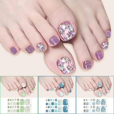 Nail Polish Film Toenail Stickers Solid Color Glitter Toe Nail Art Sticker DIY Waterproof Adhesive Nail Wraps Decals Decors