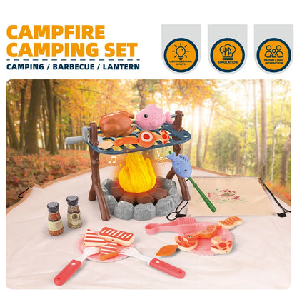 Kid Camping Tent Set Simulated Miniature Food Adventure Tool with Light Sound Outdoor Parent-Child Interactive Toy Girl Boy Gift Good Vibrations
