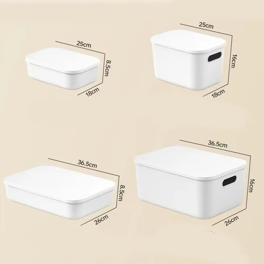 New Home Container Stackable Storage Box Organizer Container With Lid Cover Plastic Good Vibrations