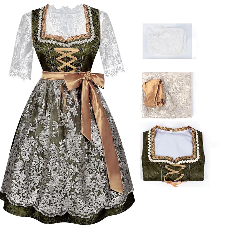 Halloween Carnival Cosplay Costume German Oktoberfest Maid Dress Woman Bavarian Traditional Embroidery Outfits Performance Girl Good Vibrations