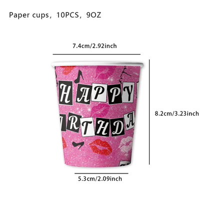 Mean Girls Party Decorations Tableware Paper Cups Plates Napkins Backdrop Tablecloths for girls Birthday Party Supplies Good Vibrations