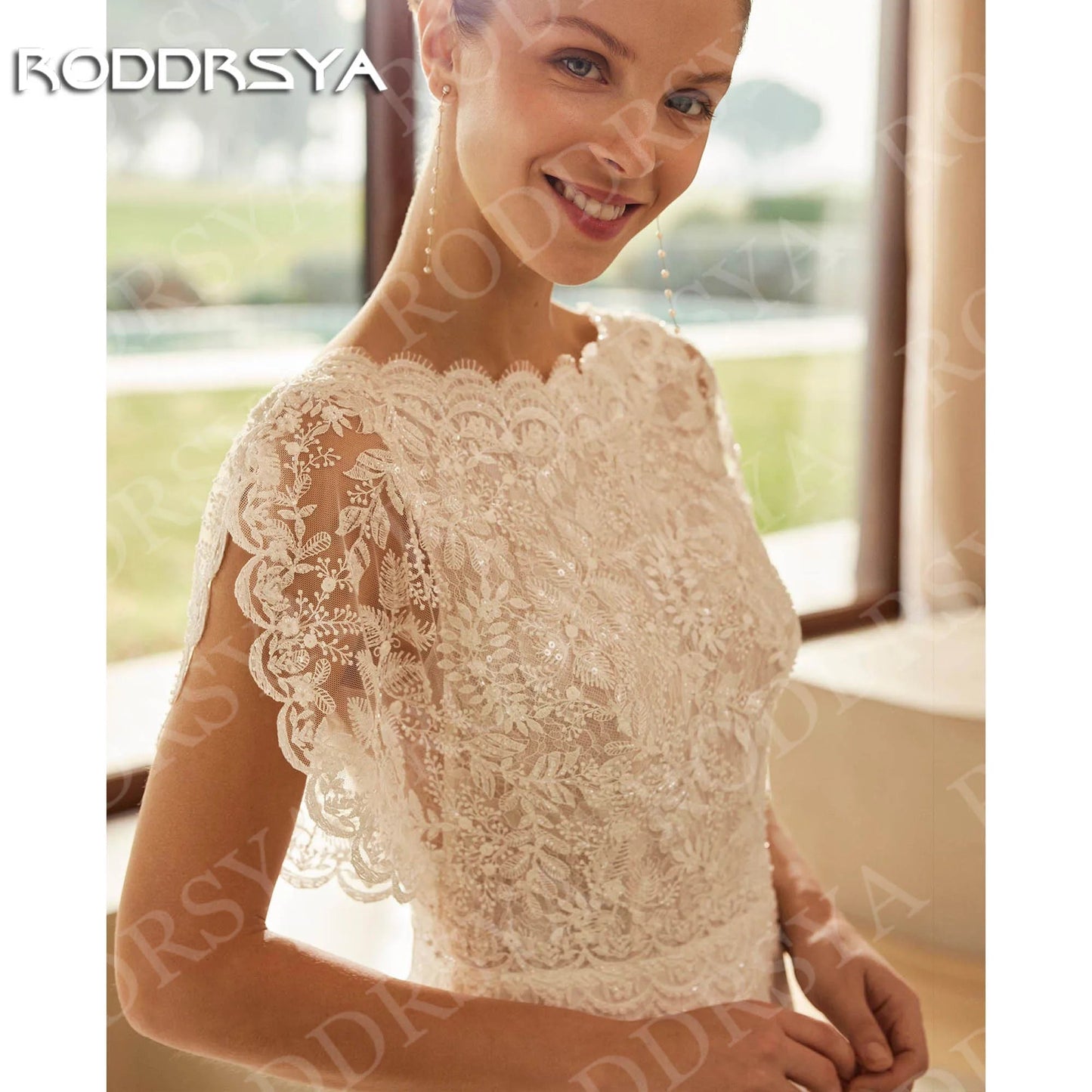 RODDRSYA Elegant Bohemian Wedding Dress Lace Short Sleeve Chiffon A Line Bridal Dresses Backless Customized robe mariage 2026 Good Vibrations