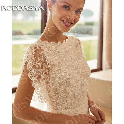 RODDRSYA Elegant Bohemian Wedding Dress Lace Short Sleeve Chiffon A Line Bridal Dresses Backless Customized robe mariage 2026 Good Vibrations