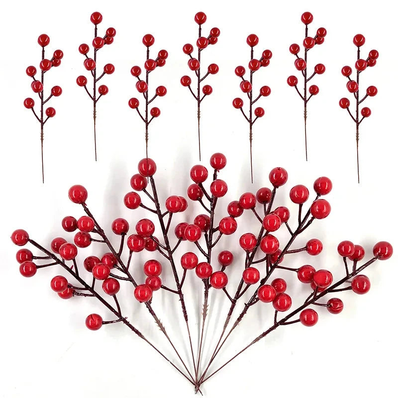 Christmas Decoration Red Berries Artificial Foam Black White Berry Flower Branches DIY Wreath Xmas Tree Wedding Party Home Decor Good Vibrations