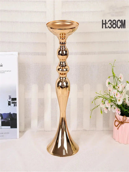 Metal Candle Holders Flowers Vase Candlestick Centerpieces Road Lead Candelabra Centerpieces Wedding porps Christmas decoration Good Vibrations