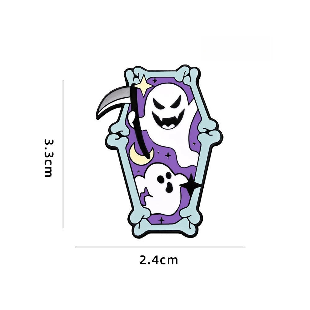 Halloween Badges Spooky Night Party Accessories White Ghost Alloy Brooch for Costume Decor Jacket Pin Halloween Party Gifts Enamel Pins Good Vibrations