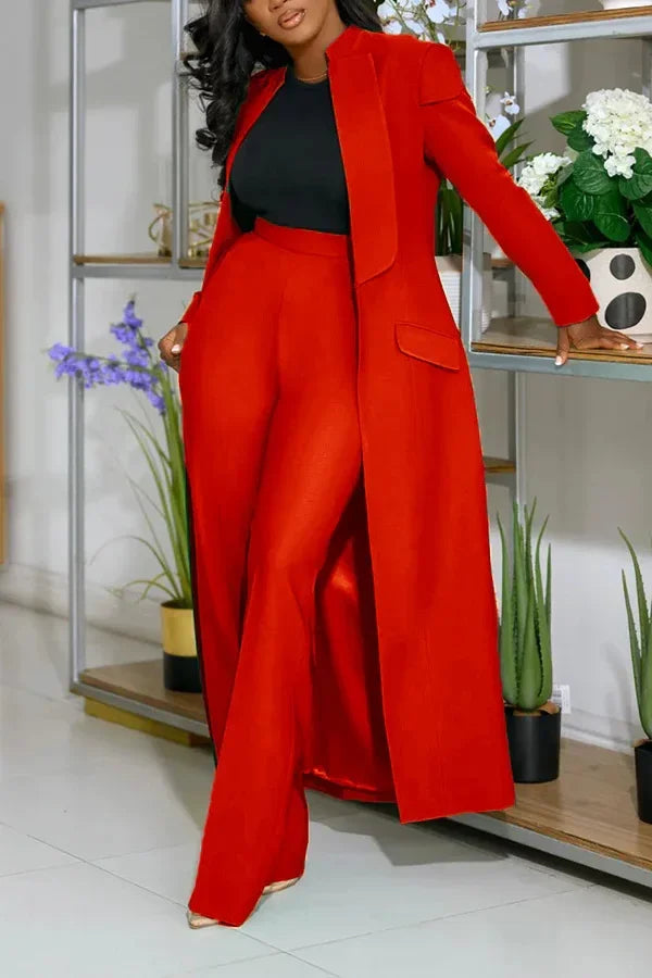 CM.YAYA Women's Set Full Sleeve X-Long Blazer Coat+ Long Pant Suit 2025 Spring Streetwear Two 2 Piece Set Africa OL Work Outfits Good Vibrations