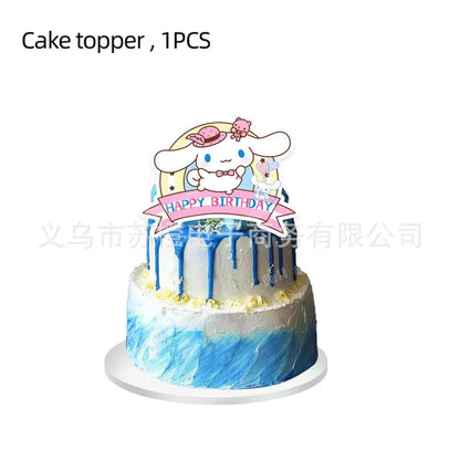 Cinnamoroll Theme Party Supplies Kids Birthday Christmas Decorations Gift Bag Ballons Banner Cake Topper Tableware Accessories Good Vibrations