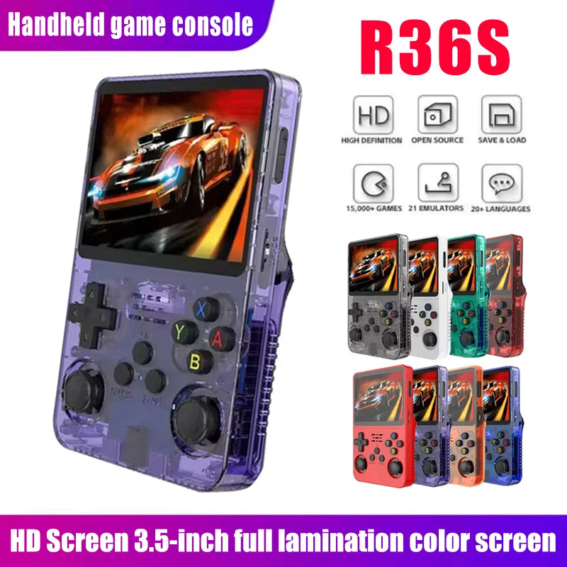 R36S Retro Handheld Game Console - 3.5 Inch IPS Screen, 64GB/128GB/256GB, Portable Gaming Device with Built-in Games Good Vibrations