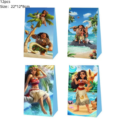New MINISO Moana Theme Children Birthday Party Disposable Tableware Cup Plate Flag Kids Girls Wedding Party Decoration Supplies Good Vibrations