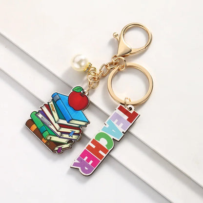 Teachers Day Gift Keychain Graduation Decorations 2025 Bus Book Wood Pendant Bag Charms Tassel Key Chains for Best Friends Gifts Good Vibrations