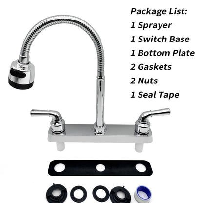 RV Faucet Replacement RV Kitchen Sink Faucet with 360 Degree Rotatable Sprayer Flexible Spout RV Bathroom Faucet Set Sink Faucet Good Vibrations