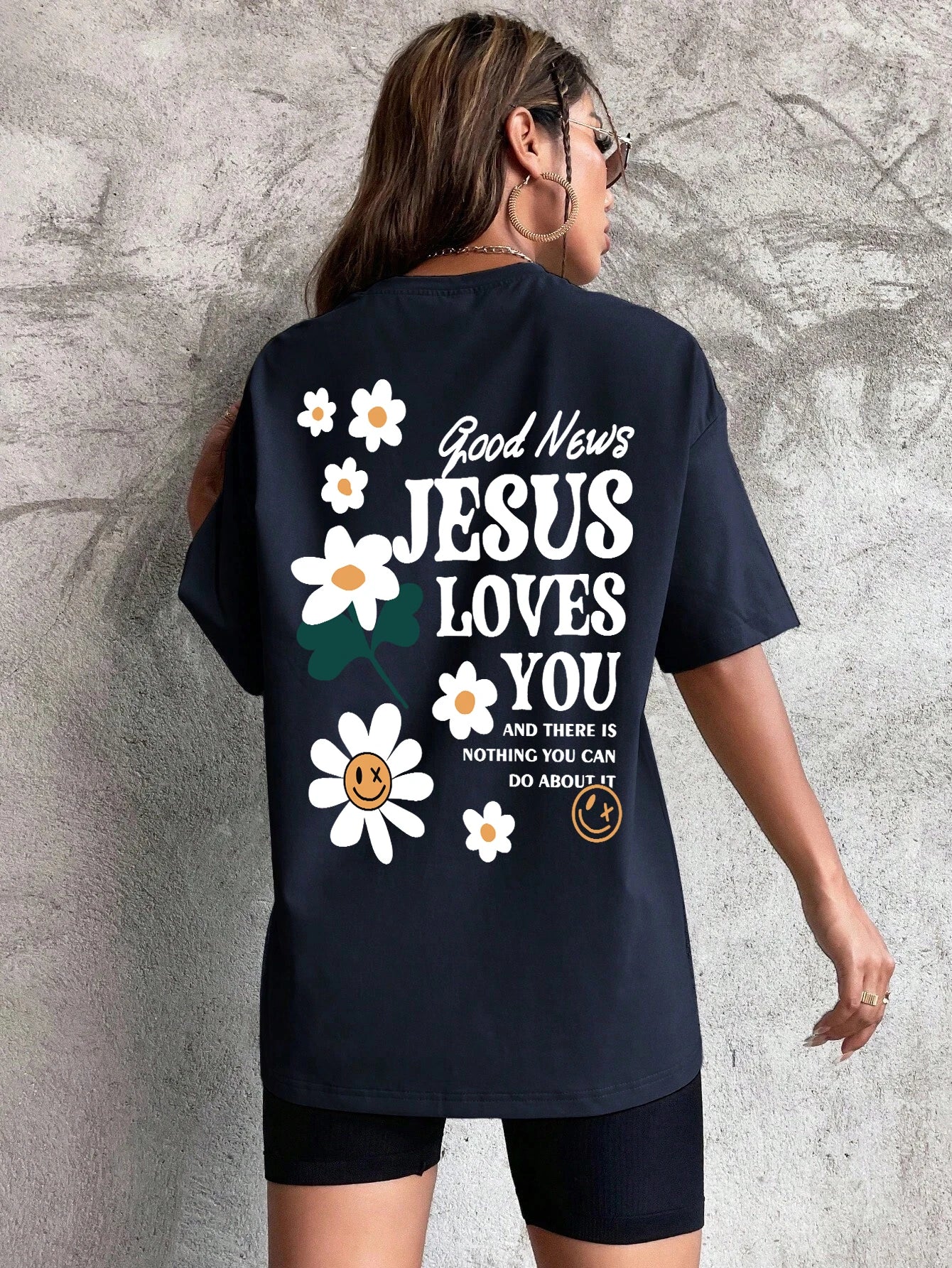 Good News Jesus Loves You Print Women T-Shirt Summer O-Neck T Shirts Basic All-Match Short Sleeve Breathable Comfortable Tops Good Vibrations