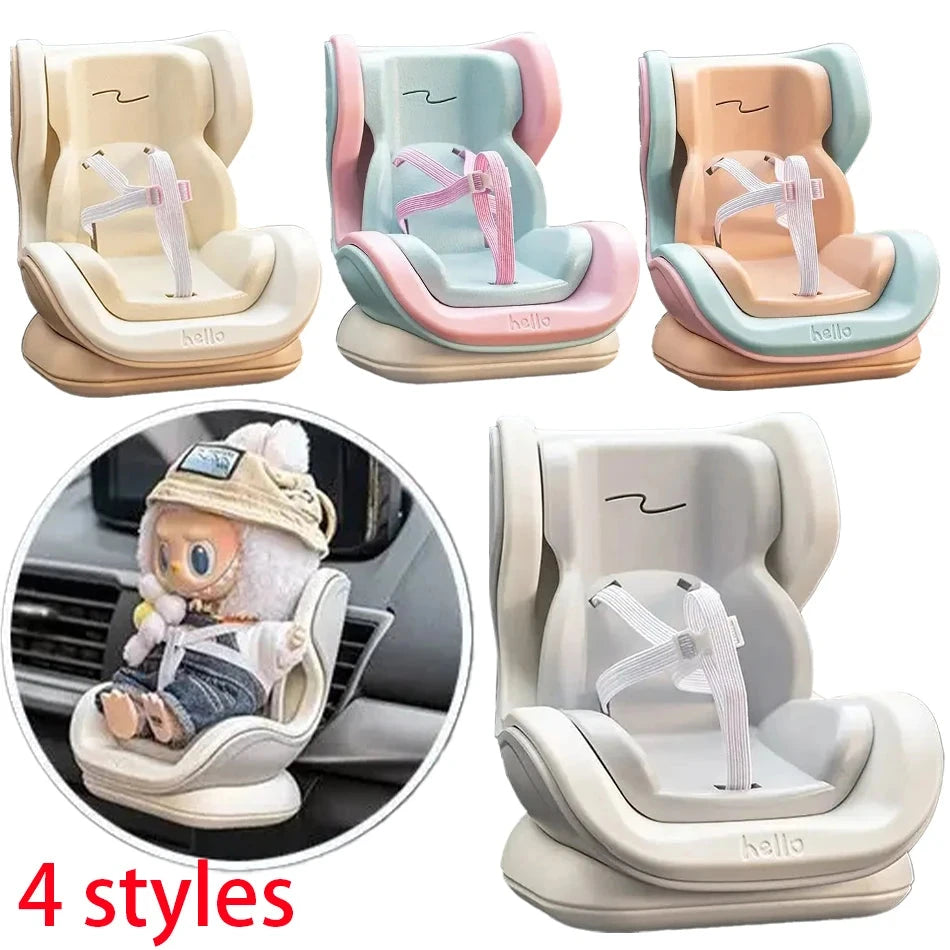 4 Styles For Car Doll Safety Seat Cartoon Chair Model Kawaii Doll Seat Outlet Decor Car Interior Styling Labubu Accessories ﻿ Good Vibrations