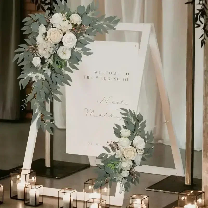 Romantic White Artificial Wedding Flowers Artificial Arch Flowers Artificial Wedding Arch Flowers Kit Wedding Welcome Sign Decor Good Vibrations