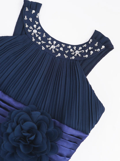 Kids Wedding Flower Girls Party Dress Sleeveless Ruched Shiny Beaded Hi-low Hem Elegant Chiffon Dress for Birthday Evening Prom Good Vibrations