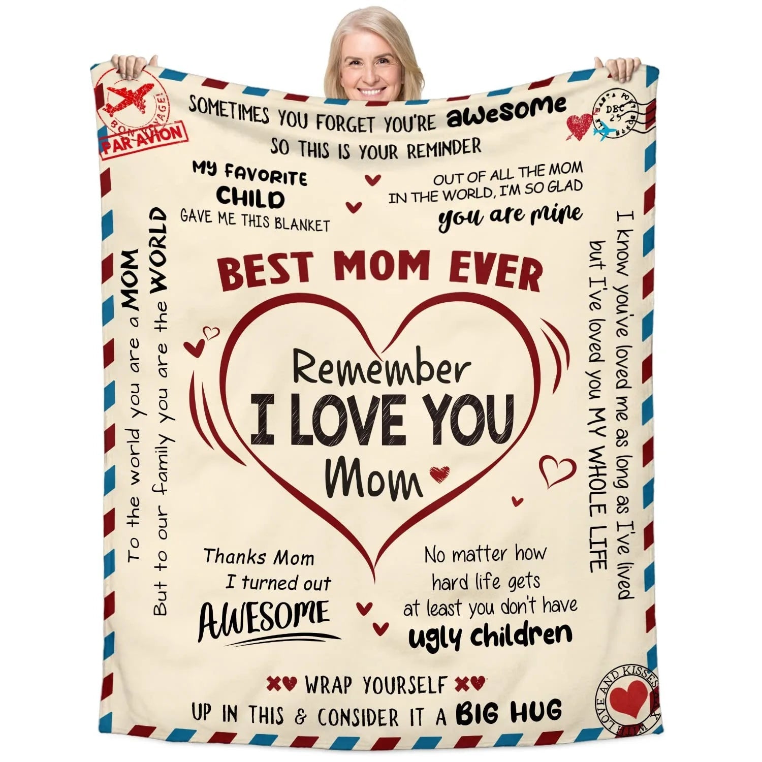 Gifts from Daughter Son for Mother's Day Birthday Mom Gifts Anniversary Unique Gifts for Mom Super Soft Flannel Throw Blankets Good Vibrations