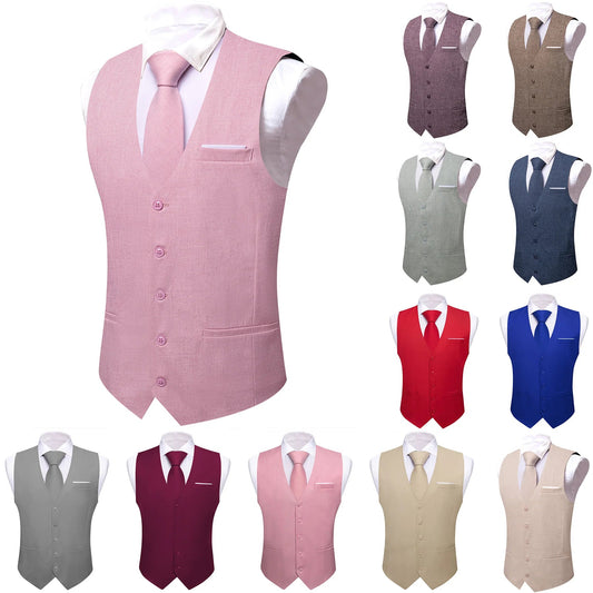 Men's Classic Solid Color Suit Vest and Necktie Matching Set | Wedding Groom & Groomsmen Attire Good Vibrations