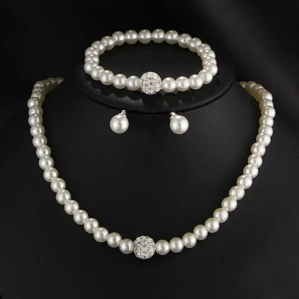 4pcs Women's Jewelry Set Pearl Set Diamond Necklace Bracelet Earrings Set Gorgeous Jewelry-5042 Good Vibrations