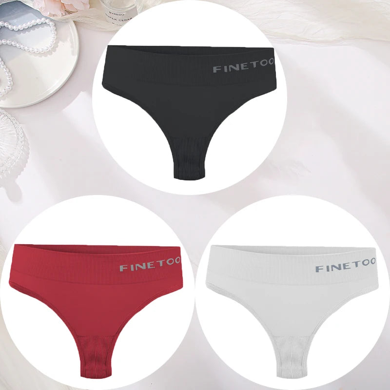 3PCS/Set Women's Panties Sexy Underwear FINETOO Large Size Thong Women Seamless Panties High Waist Girls Thongs M-2XL Good Vibrations