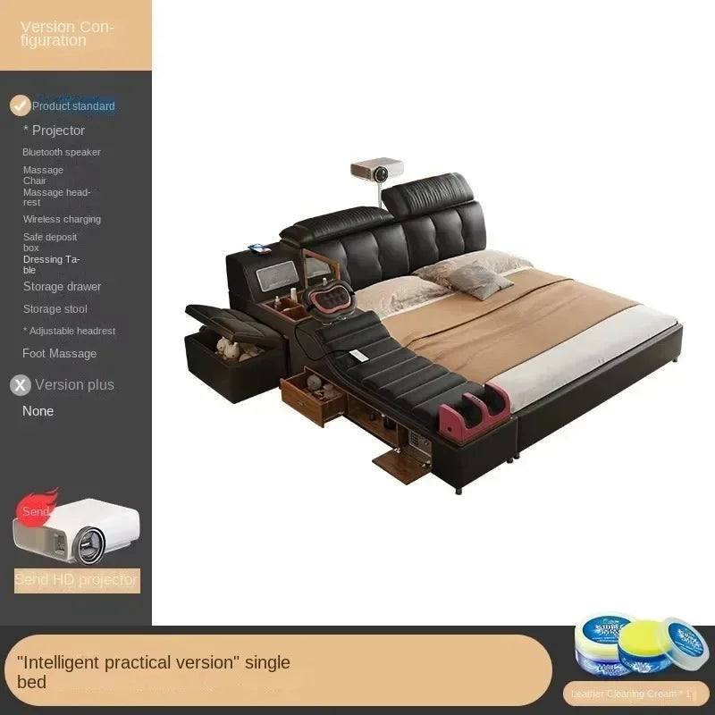 Modern Double Bed Girls Design Smart Bedroom Queen King Size Bed Beauty Sleeping Princess Leather Cama Lounge Suite Furniture Good Vibrations