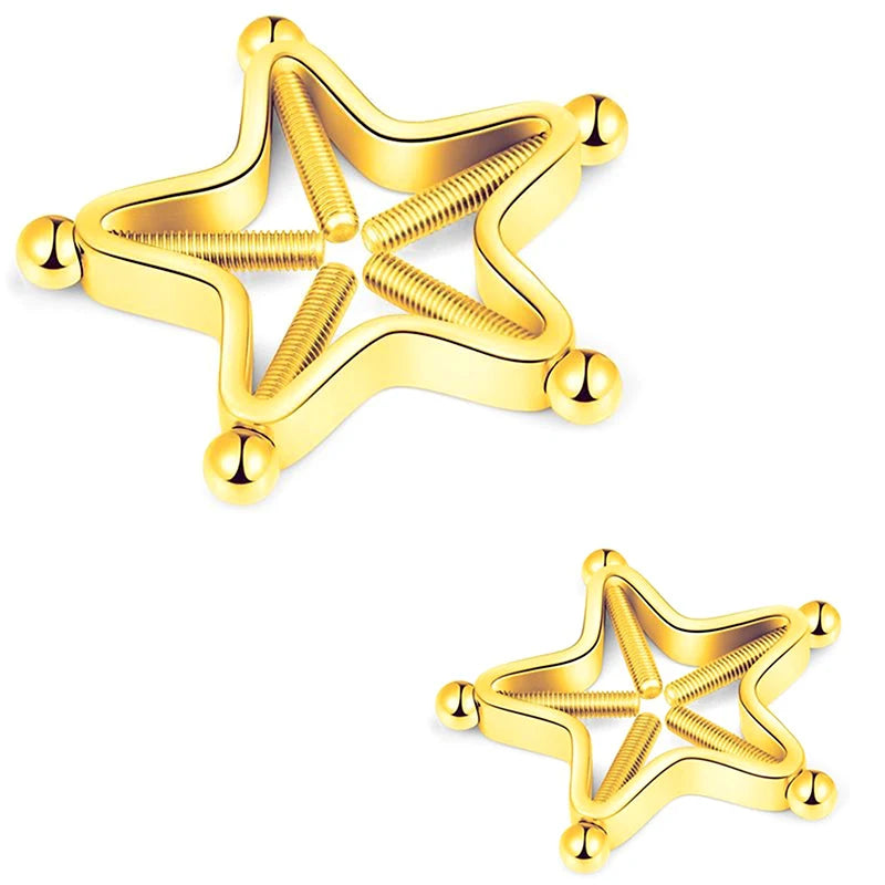 [Y]1Pc Stainless Steel Adjustable Nipple Rings For Women, Star Shaped Clip On Nipple Ring Fake Nipple Piercing Jewelry Good Vibrations