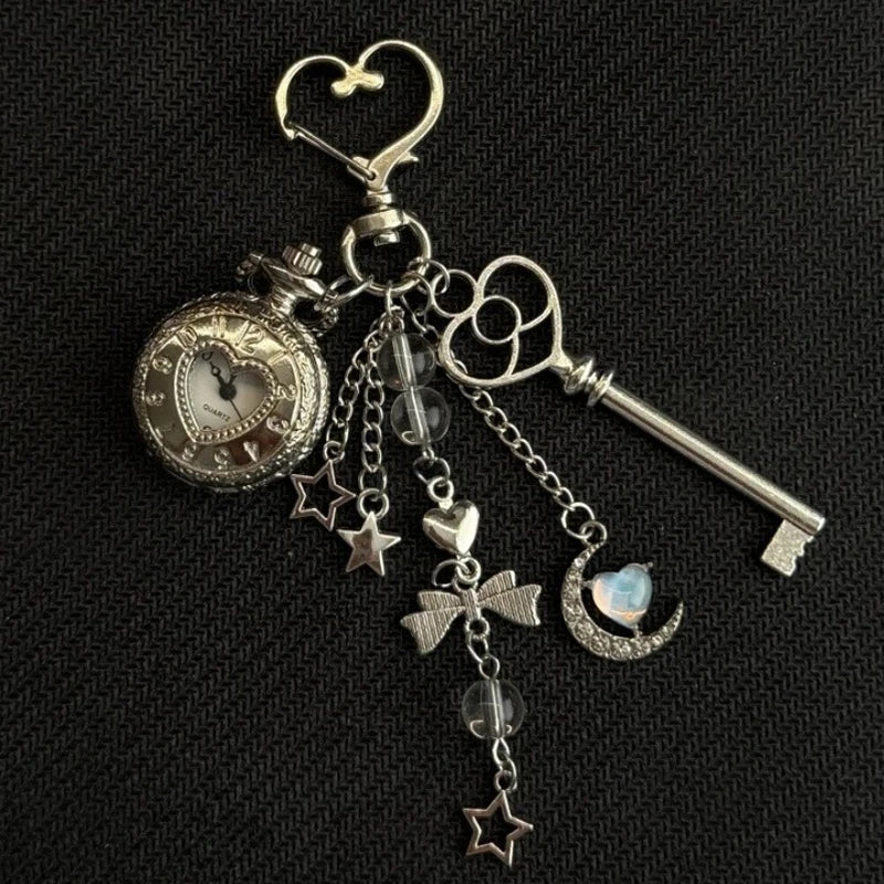 Original Hollow Heart Pocket Watch Chain keychain Design Steampunk Clock Vintage Necklace Pendant Jewelry Watch Men Women Gift Good Vibrations