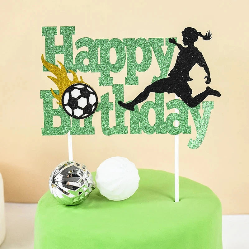 Football Birthday Cake Toppers Soccer Field Players Doll Cupcake Topper For Kids Birthday Sport Party Cake Decor DIY Baking Tool Good Vibrations