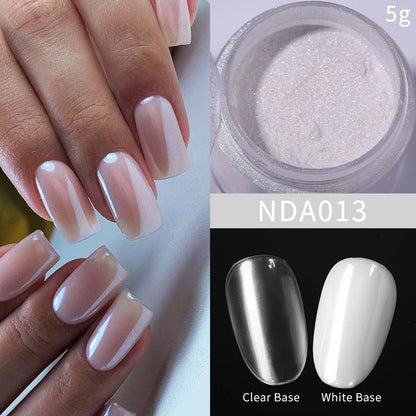 NICOLE DIARY Moonlight Mirror Nail Powder Aurora Silver Glitter Metallic Effect UV Gel Polish Pigment Chrome DIY Nail Decoration Good Vibrations