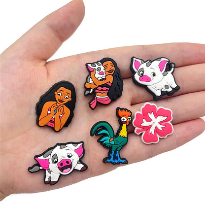 15pcs Moana Shoe Accessories For Crocs Ocean Princess Diy Fashion Shoe Charms Heart Bow And Musical Notes Footwear Accessories Good Vibrations