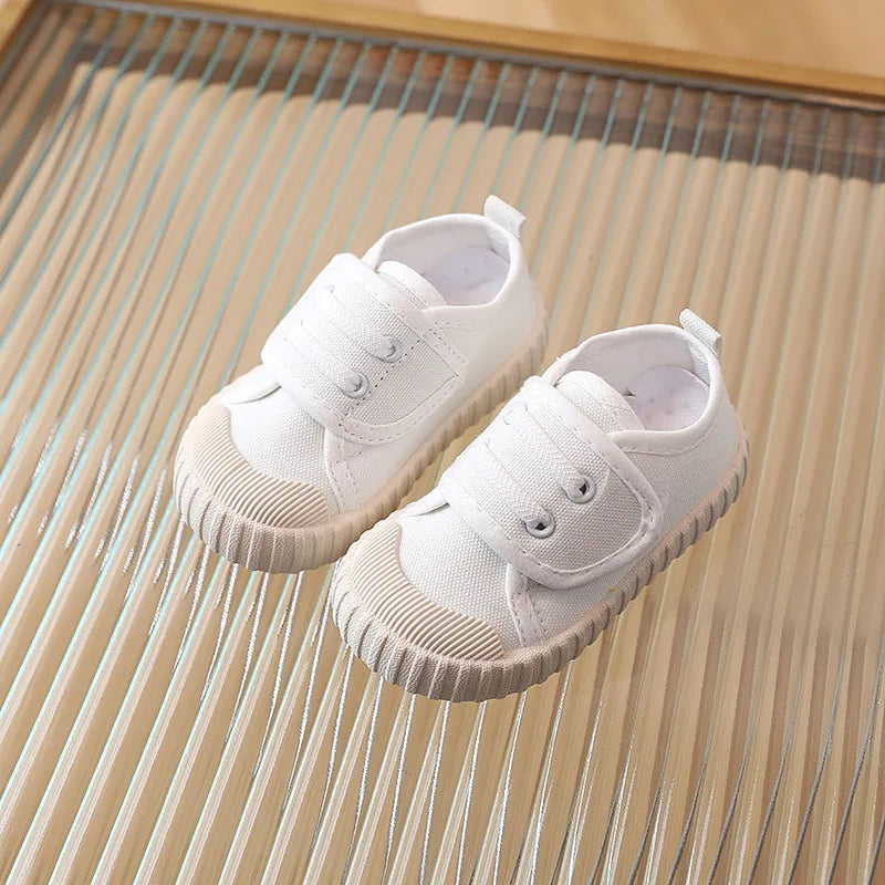Children's Casual Shoes, Canvas Soft Sole Shoes Spring and Autumn Boys and Girls' Low Top Single Shoes Non-slip Prewalker Kids Good Vibrations